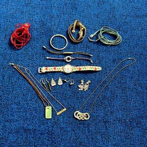 Swatch Watch/Earrings/Bracelets/Necklaces Blue Bracelet Missing Beads see pics